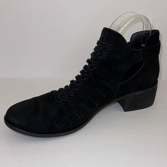 SAM EDELMAN | Black Suede "Pierson" Woven Cut Out Ankle Booties | Women's 8 1/2 - Picture 2 of 8